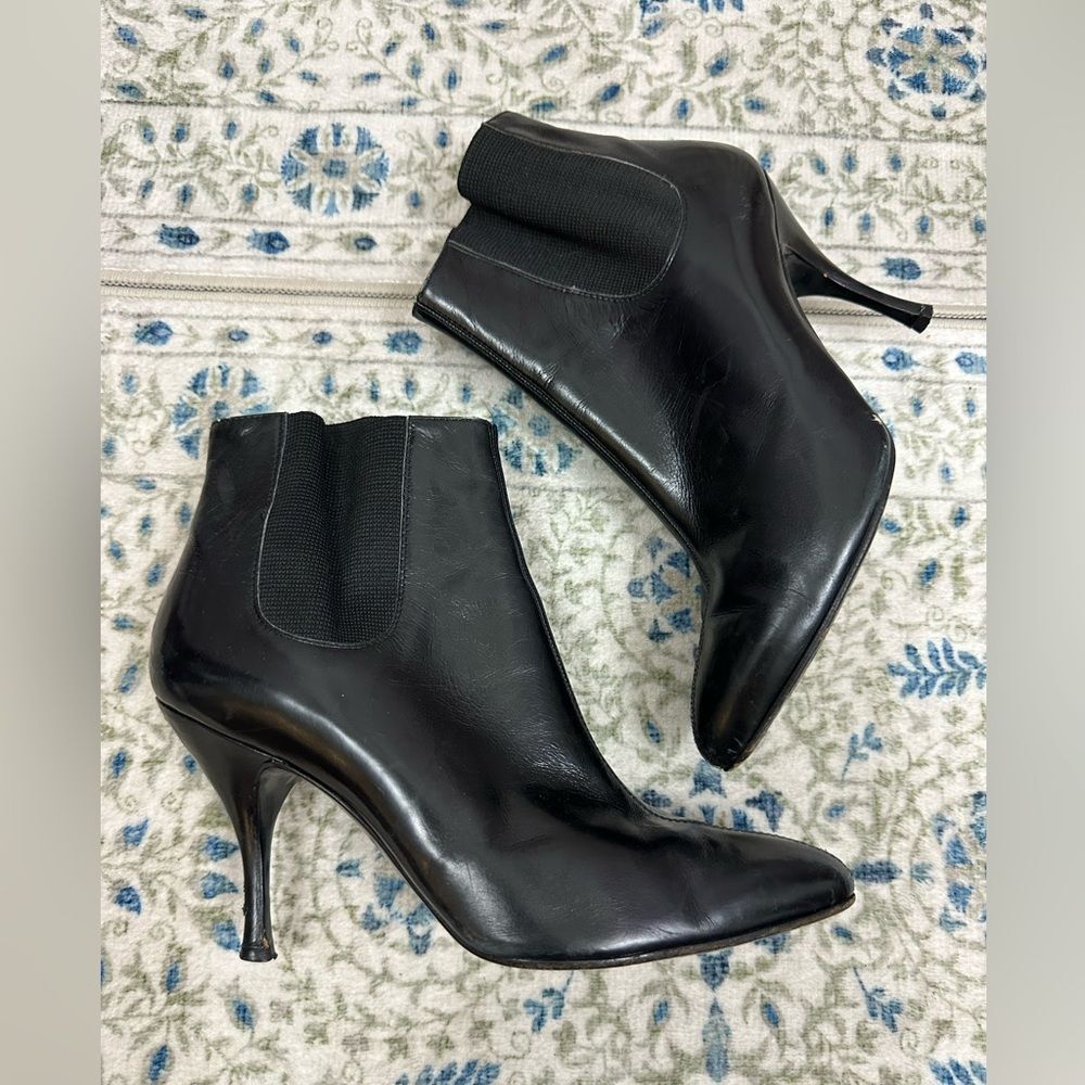 Alaia Leather Black Ankle Booties Stiletto Heel Chic Size 6.5
